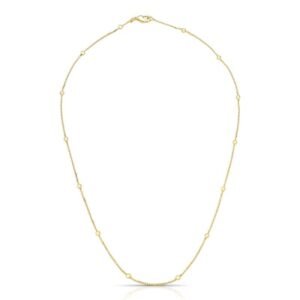 CORRENTE COM BOLINHAS LISAS DISPERSAS BANHADA A OURO