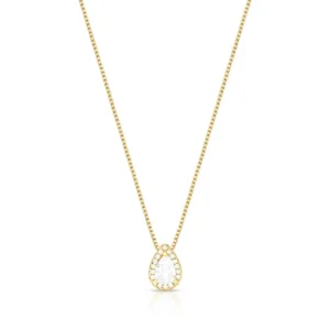 COLAR COM PINGENTE EM CRISTAL DE GOTA E ZIRCÔNIA - 45 CM