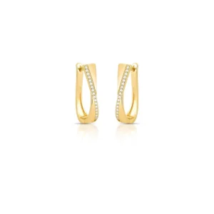 ARGOLA OVAL EM X CRAVEJADA DE ZIRCÔNIAS E LISA