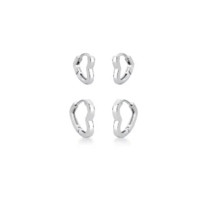 KIT DOIS PARES DE ARGOLA DE CORAÇÃO LISA