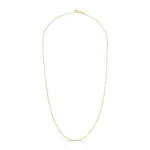 CORRENTE COM BOLINHAS LISAS DISPERSAS BANHADA A OURO - 50 CM