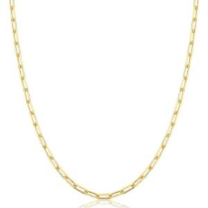 CORRENTE COM ELOS RETANGULARES LISA BANHADA A OURO - 40 CM